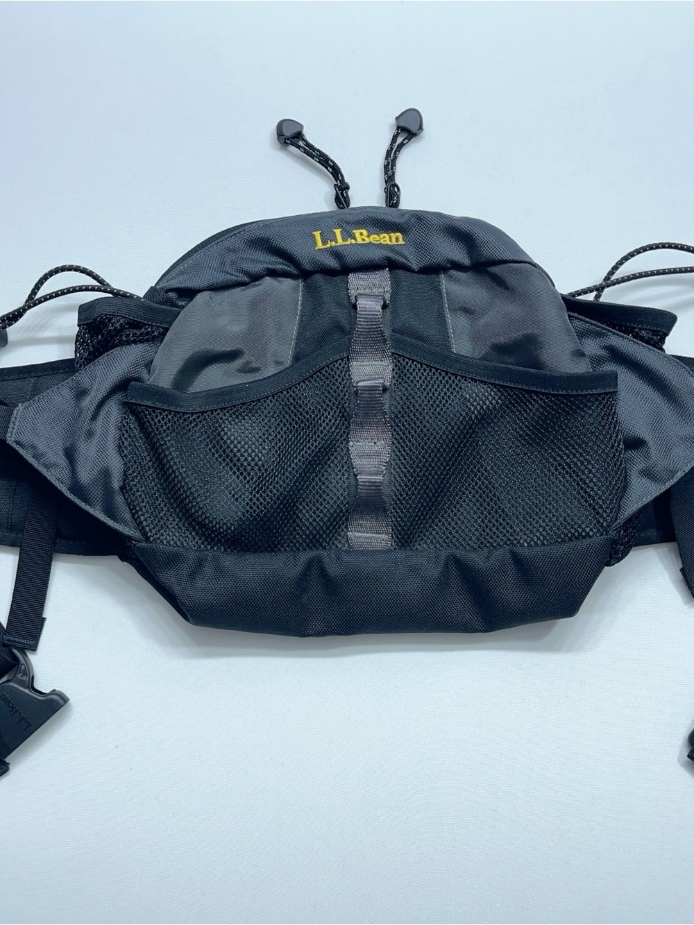 LL Bean Hiking Fanny Waist Pack Gray Black 2 Water Bottle Holders 10x12x3